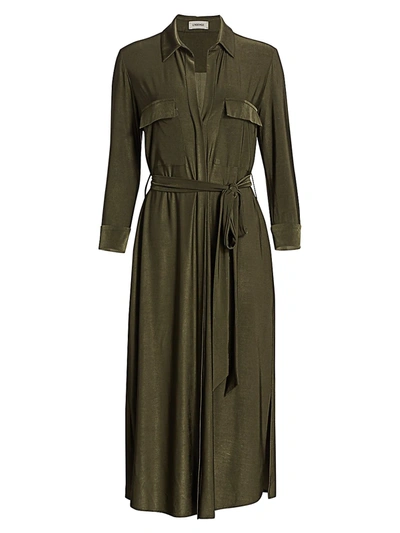 L Agence Rivi Belted Midi Shirtdress In Olive