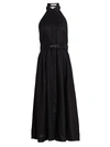 Zimmermann Women's Bonita Halterneck Linen Midi Dress In Black