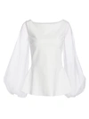 Chiara Boni La Petite Robe Katell Puff-sleeve Peplum Top In White