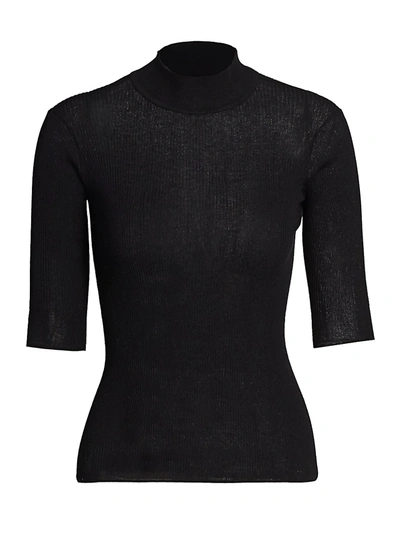 Atm Anthony Thomas Melillo Women's Ribbed Mock-neck Sweater In Black