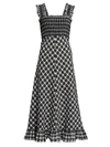 Ganni Seersucker Checked Maxi Dress In Black