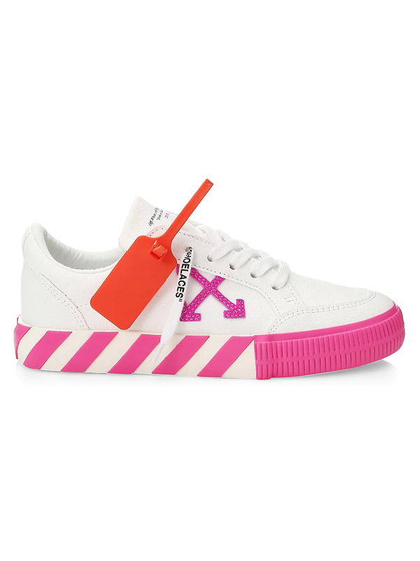 Offwhite Women's Arrow Lowtop Neon Canvas Sneakers In White Fuchsia ModeSens