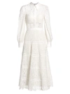 Alice And Olivia Women's Anaya Lace Midi Shirt Dress In Off White