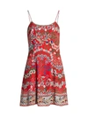 Alice And Olivia Ira Floral A-line Dress In Wildflower Bright Poppy