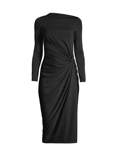 Donna Karan Side Ruched Jersey Dress In Black