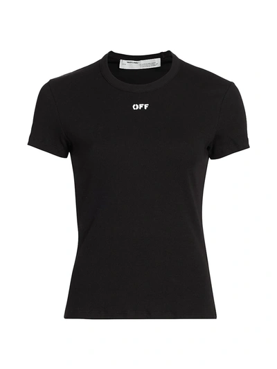 Off-white Women's Fitted Logo Tee In Black White