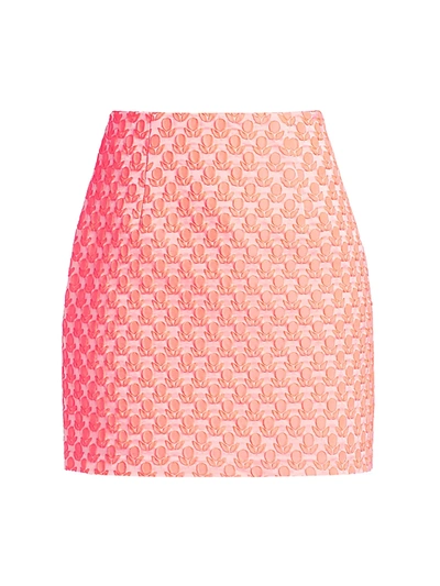 Milly Women's Floral Cloque Bekki Skirt In Neon Melon