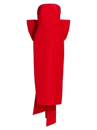 Alexia Maria Margaret Bow Silk Dress In Red