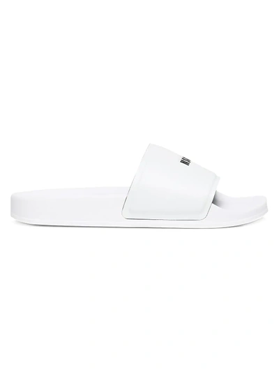 Msgm Men's Micro-logo Pool Slides In White