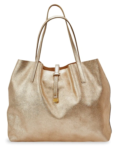 Gigi New York Luna Metallic Mixed Leather Reversible Tote Bag In Brown