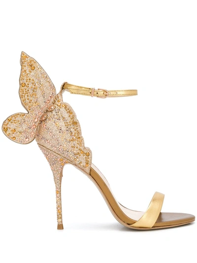 Sophia Webster Chiara Butterfly Embellished Glitter & Metallic Leather Sandals In Gold