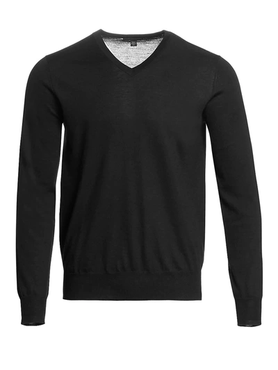 Saks Fifth Avenue Collection Lightweight Cashmere V-neck Sweater In Black