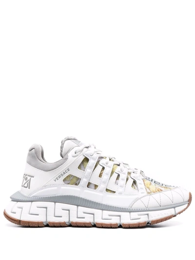 Versace Tgreca Sneakers In Mix Of Materials In White