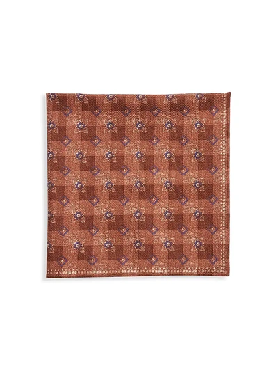 Brunello Cucinelli Men's Check Wool Pocket Square In Red