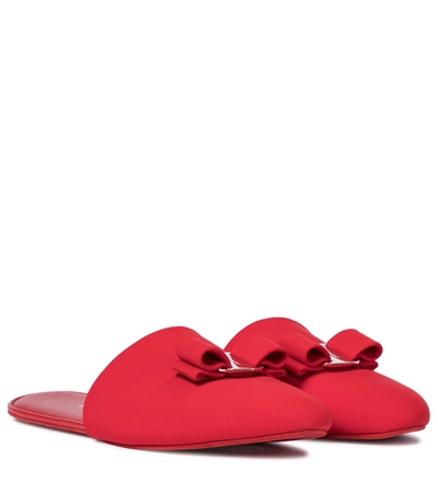 Ferragamo Vara Bow Travel Slide Slippers In Red