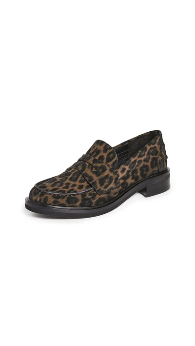 Rag & Bone Slayton Leopard-print Suede Penny Loafers In Black/print