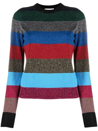 Victoria Beckham Metallic Striped Rib-knit Sweater In Multicolor