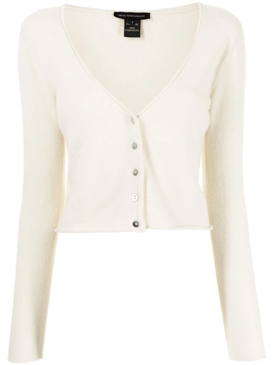 Kiki De Montparnasse Cashmere Button-up Cropped Cardigan In Ivory