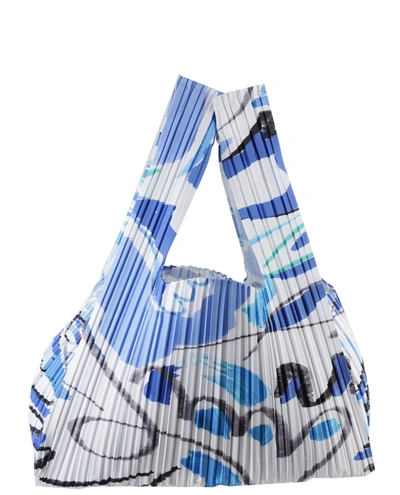 Issey Miyake Pleats Please By  Printed Pleated Shopping Bag In Blue