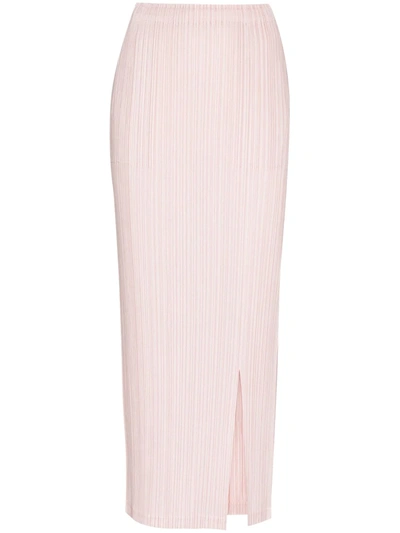 Issey Miyake Thicker Bottom Plissé Maxi Skirt In Pink