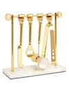 Jonathan Adler Five-piece Macho Mantiques Barbell Brass Barware Set In Gold