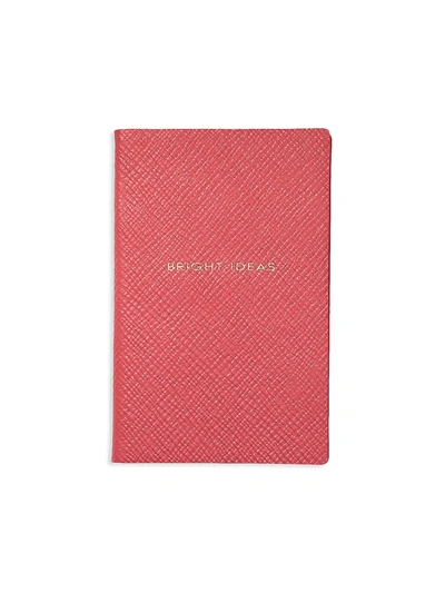 Smythson Bright Ideas Leather Notebook In Coral