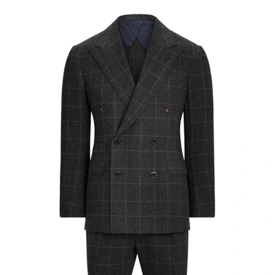 Ralph Lauren Kent Handmade Plaid Cashmere Suit In Grey/navy/royal Blue