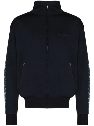 Missoni Blue Side Stripe Zip-up Sweatshirt