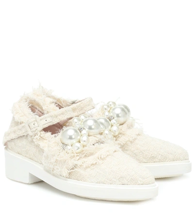 Simone Rocha Pearl-embellished Pointed-toe Brogues In Neutrals