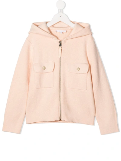 Chloé Kids' Knitted Double Pocket Jacket In Neutrals