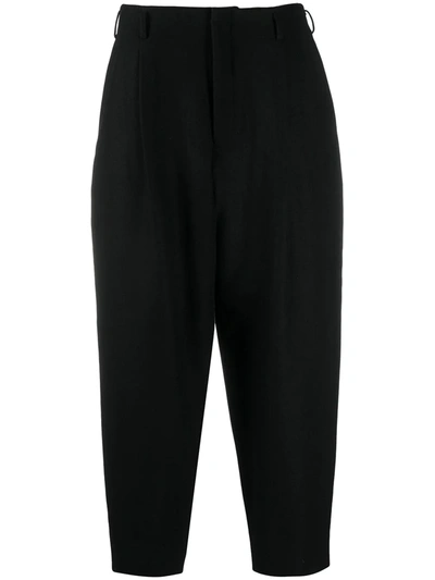 Comme Des Garçons Homme Deux Cropped Wool Trousers In Black