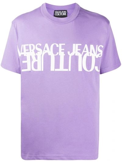 Versace Jeans Couture Inverted Logo T-shirt In Purple