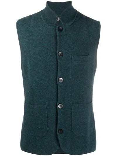 N•peal Collared Cashmere Waistcoat In Green