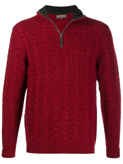 N•peal Cable-knit Zipped Jumper In Red