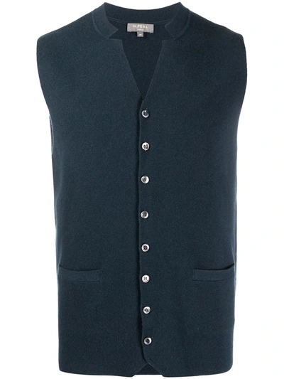 N•peal Milano Collared Cashmere Waistcoat In Blue