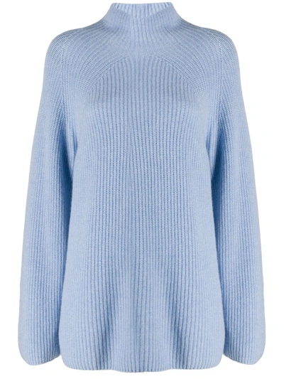 N•peal Ribbed Relaxed Cashmere Sweater In Blue