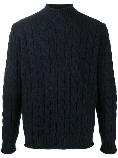 Altea Cable-knit Mock-neck Jumper In Blue