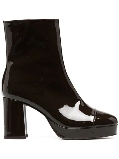Carel Club Patent Leather Boots In Brown