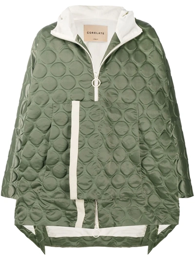 Corelate Oversized Quilted Coat In Green