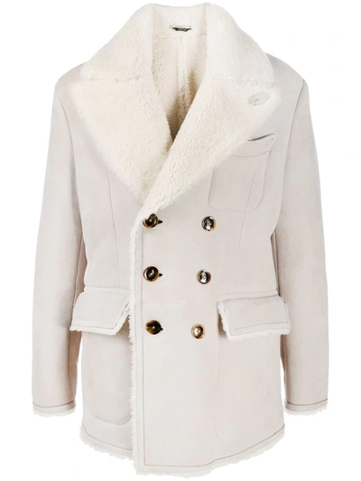 Tom Ford Double-breasted Coat In Neutrals