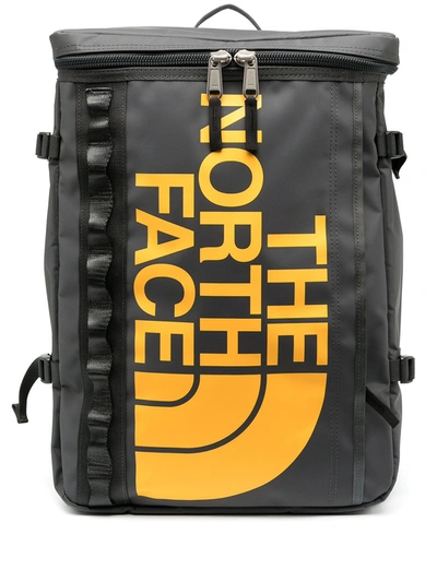 The North Face Bold Logo Print Box Backpack In Grey