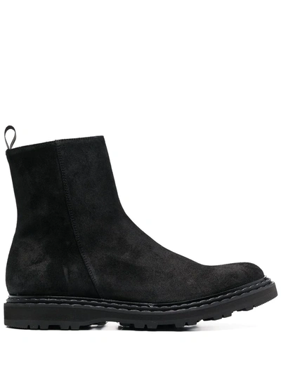 Officine Creative Zipped Leather Ankle Boots In Black