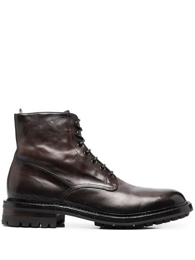 Officine Creative Lowry Leather Boots In Brown
