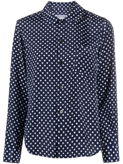 Comme Des Garçons Polka-dot Long-sleeve Blouse In Blue