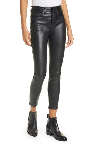 Rag & Bone Nina High Waist Skinny Leather Pants In Blk