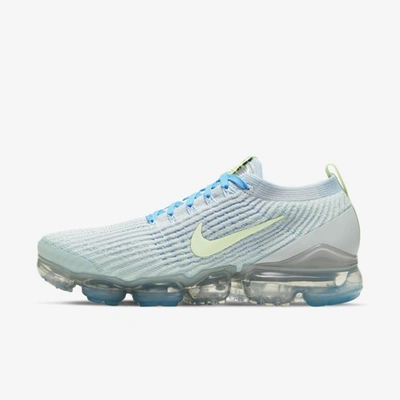 Nike Air Vapormax Flyknit 3 Women's Shoes In Pure Platinum,baltic Blue,metallic Silver,barely Volt