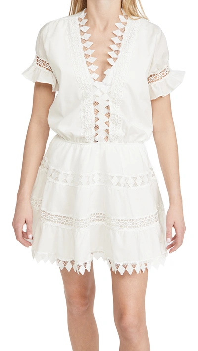 Peixoto Ora Cotton Embroidered Mini Dress Swim Cover Up In White