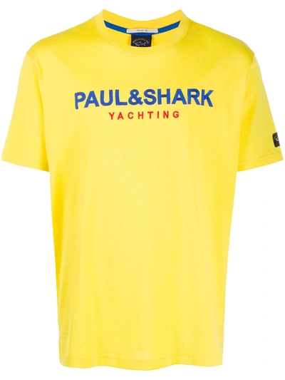 Paul & Shark Logo-print Crew-neck T-shirt In Yellow