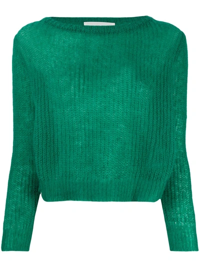 Chiara Bertani Ribbed-knit Round-neck Jumper In Green