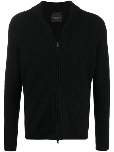 Roberto Collina Zip-through Knitted Bomber Jacket In Black